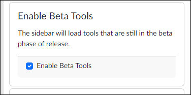 Enable beta tools