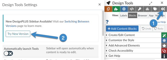 select the gears / settings icon and then select the Try New Version button