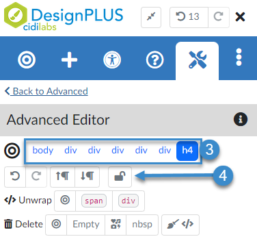 Steps to lock an item in the Advanced Editor