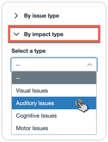 Impact types can be selected from the scorecard home screen's ways to get started.