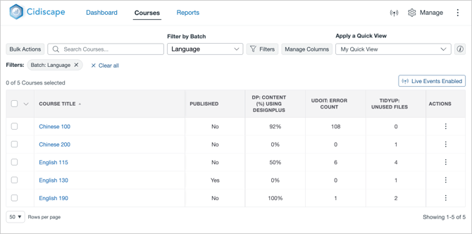 Custom Quick View applied to Language Batch