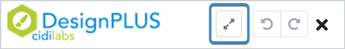 Detail of the DesignPLUS Sidebar showing the Toggle Fullscreen button