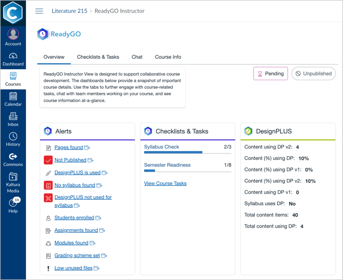 Instructor Tool Dashboard showing Alerts, Checklists & Tasks, and Tool data